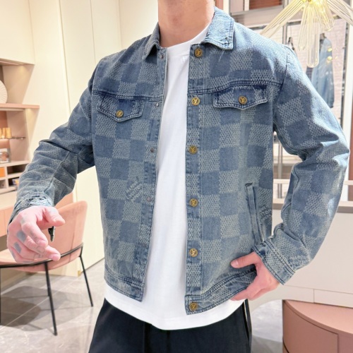 Louis Vuitton Denim Jacket with Embroidered Logo, Blue Wash, M-XXXL 1 Louis Vuitton Denim Jacket with Embroidered Logo, Blue Wash, M-XXXL