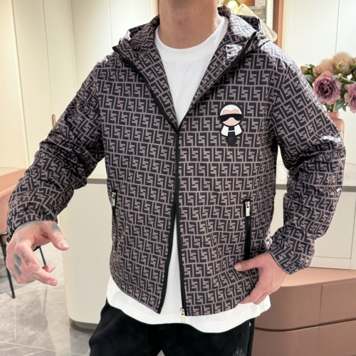 Fendi Men's Monogram Windbreaker Jacket - Italian Fabric, Luxury Hardware 1 Fendi Men's Monogram Windbreaker Jacket - Italian Fabric, Luxury Hardware