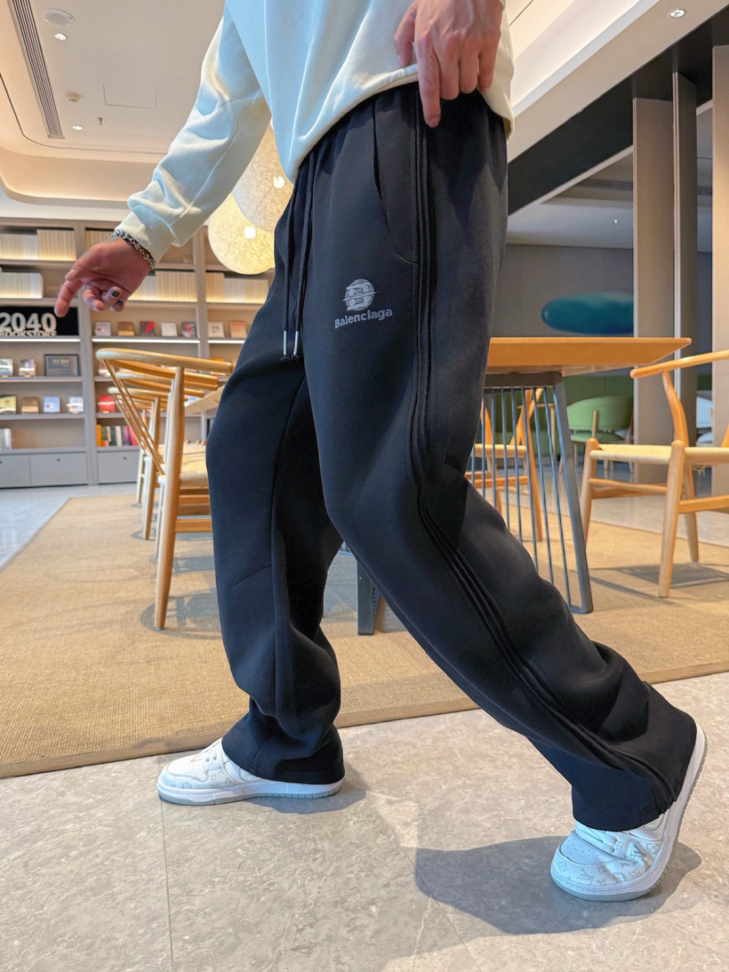 Balenciaga Men's Black Logo Print Track Pants | Comfortable & Stylish