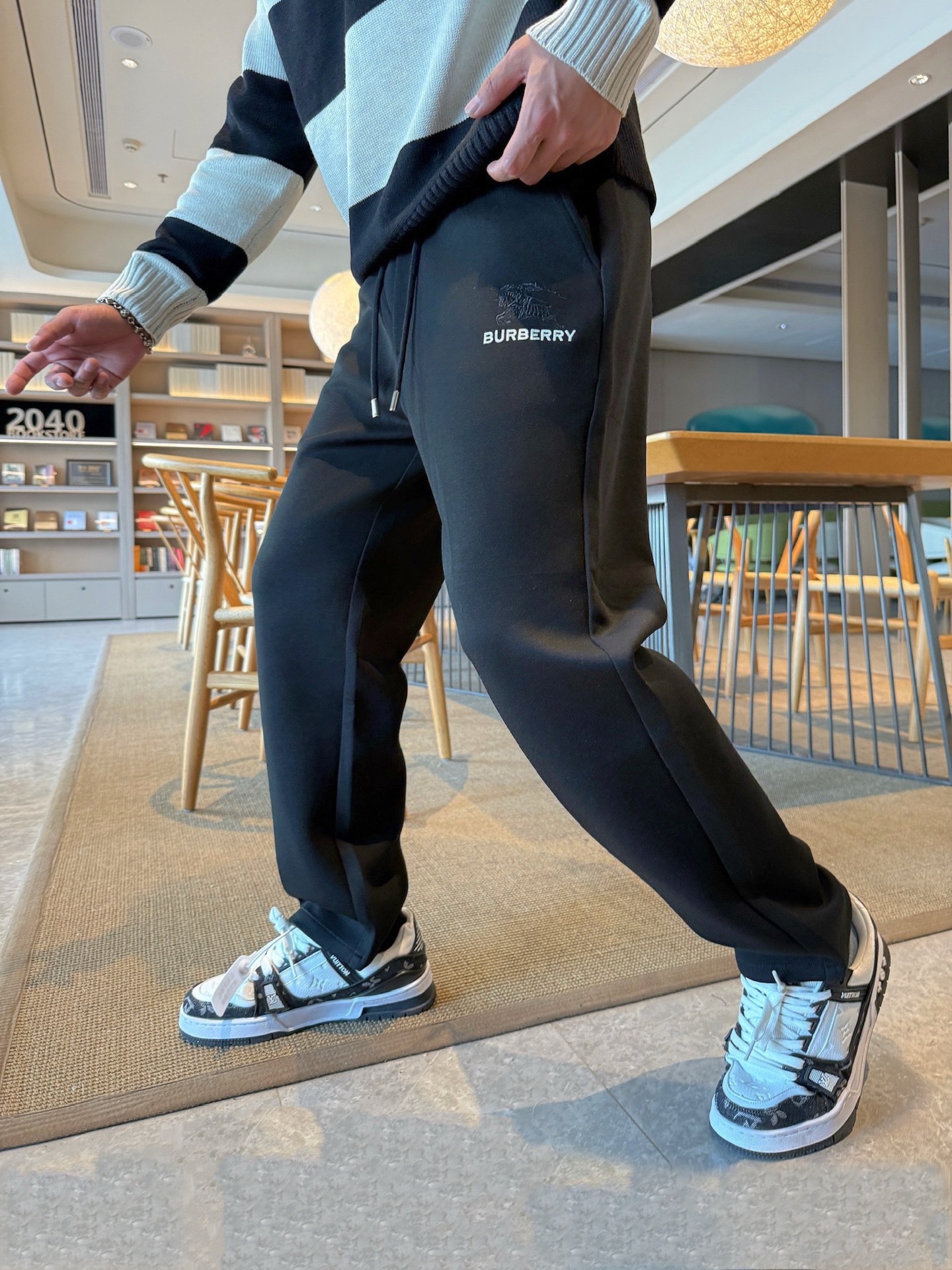 Burberry Men's Classic Logo Black Casual Pants, Comfortable and Stylish