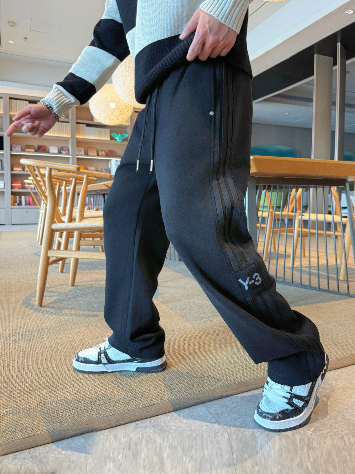 Y-3 Classic Logo Black Casual Pants, Comfortable Custom Fabric, Perfect for Fall