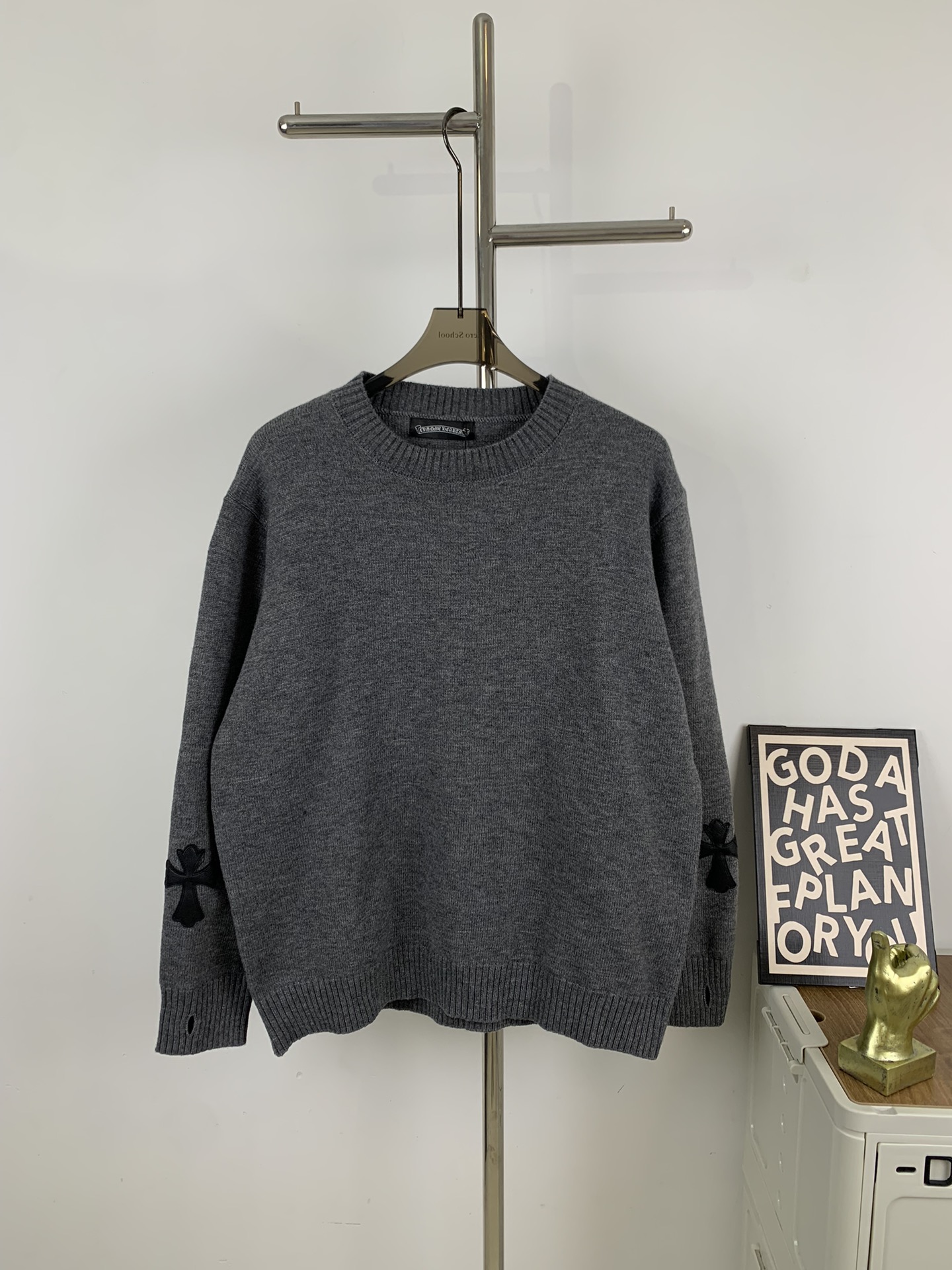 Chrome Hearts Clothing Sweatshirts Grey Unisex Knitting Fall/Winter Collection