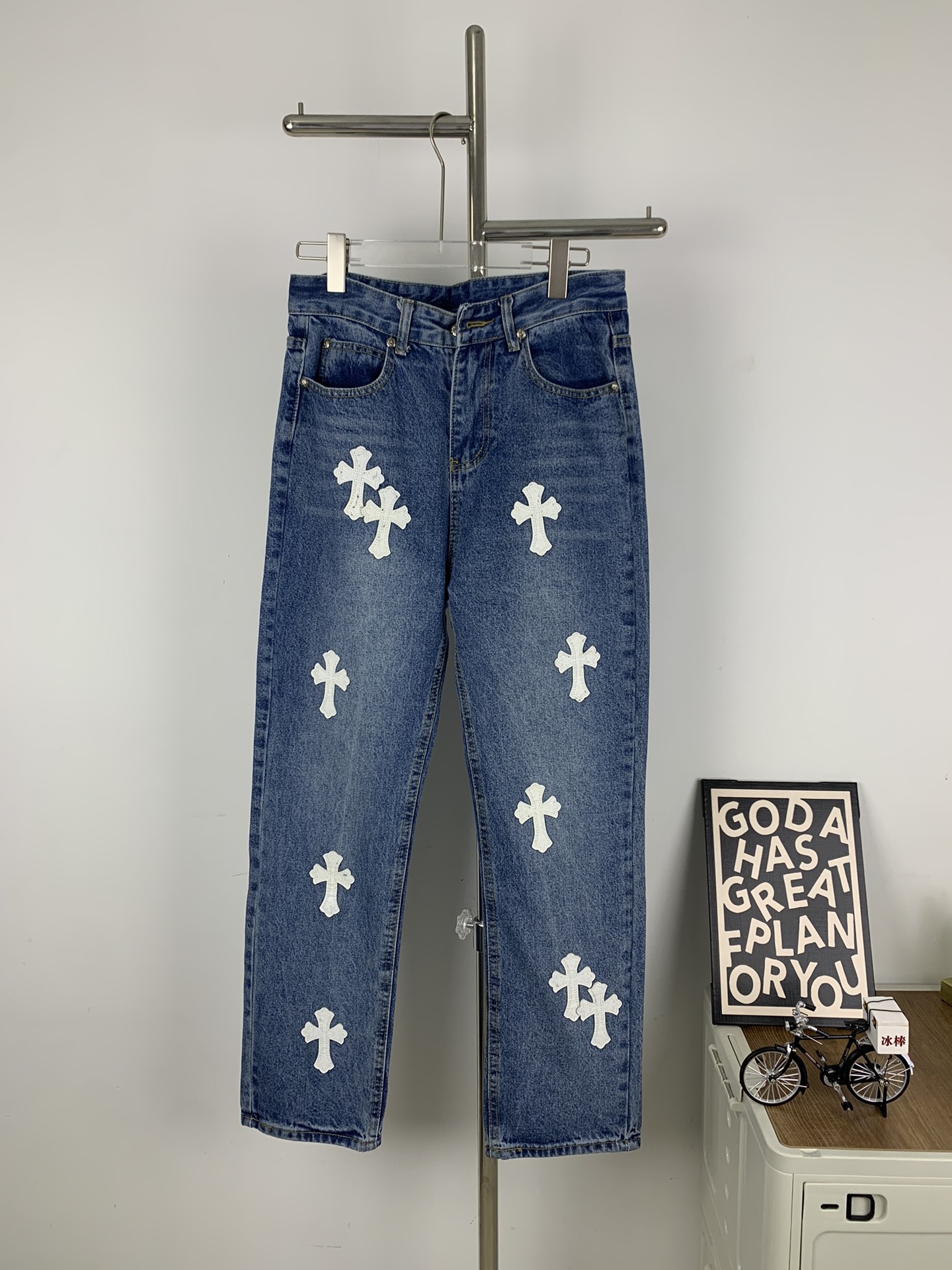 Where to Buy
 Chrome Hearts Clothing Jeans White Unisex Women Silver Hardware Vintage