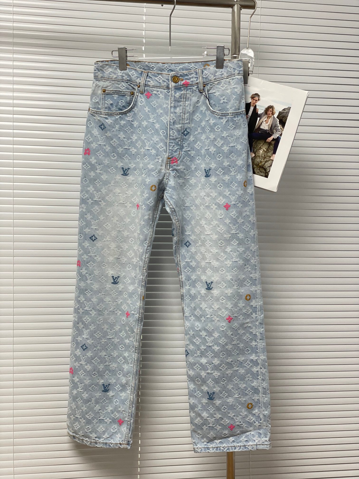 Replica di alta qualità
 Louis Vuitton Abbigliamento Jeans Blu Verde fluorescente Azzurro Rosa Bianco Giallo Ricamo Hardware oro Camoscio Cotone Pelle bovina Denim Vintage