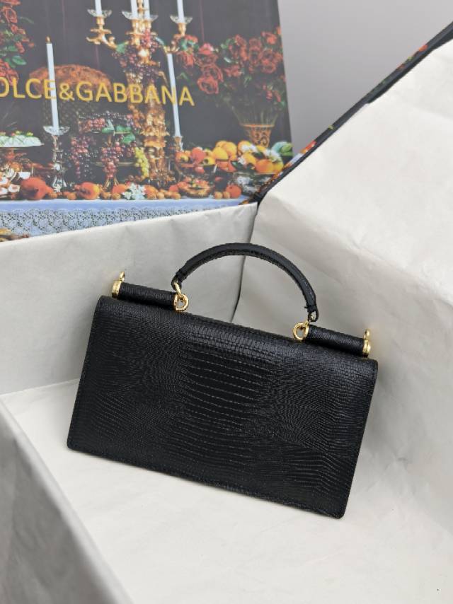 （型号🔍1086#）New💥Dolce & Gabbana 杜嘉班纳进口牛皮😍链条手提斜挎包✨正面翻盖采