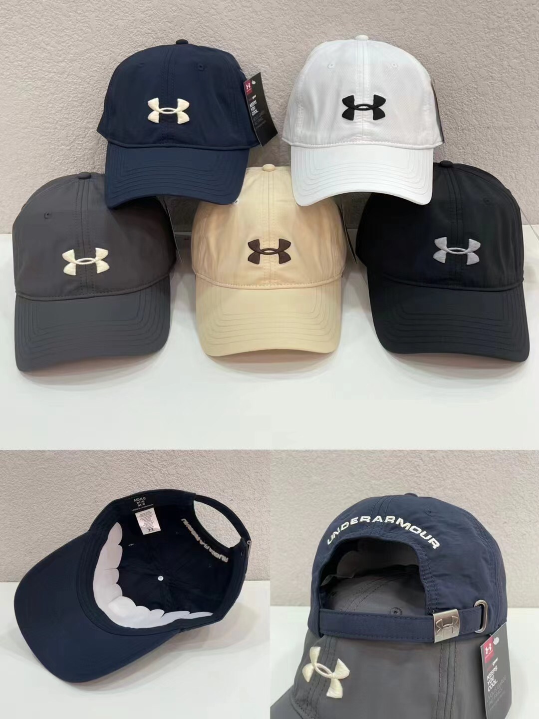 P43💰!高品质软顶速干帽!🇺🇸UA夏季防晒软顶速干棒球帽,如图5⃣️色:黑色、白色、卡其、深灰、藏青!