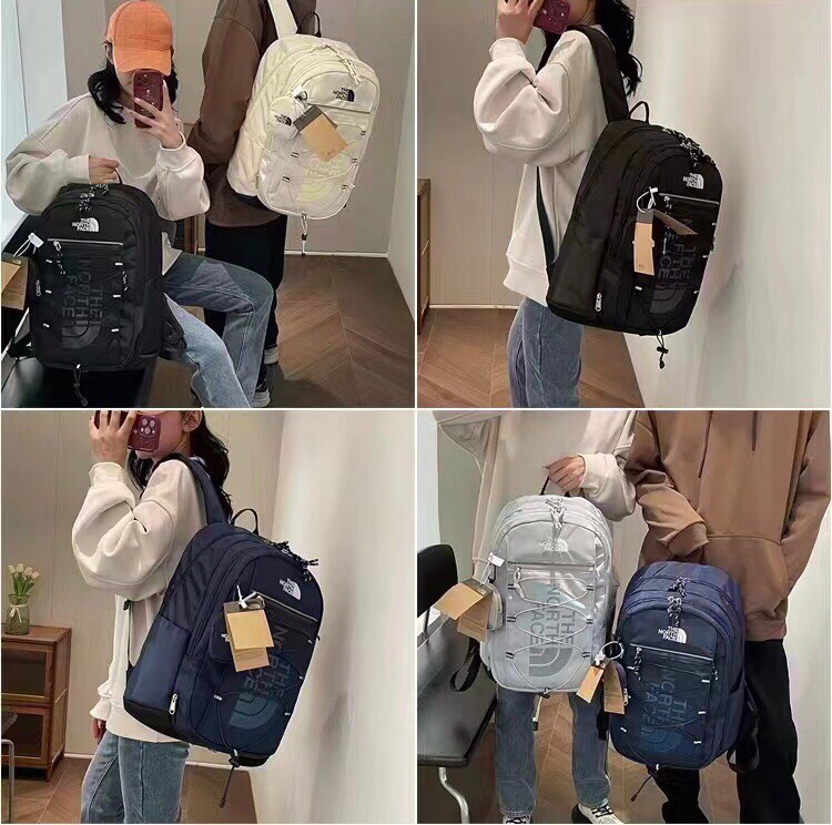 P120💰！TNF北面书包男女大学生双肩包初高中学生大容量登山背包！4⃣️色：黑色、蓝色、灰色、米白！