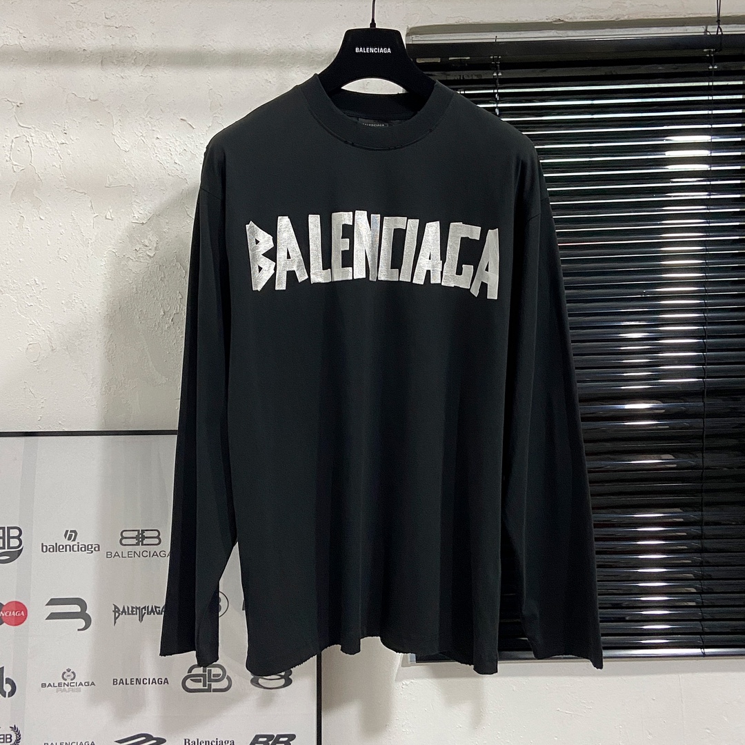 P95 Foto real Versión superior [BALENCIA*GA] Calidad de sitio web oficial Nuevo estilo de París Camiseta de manga larga…