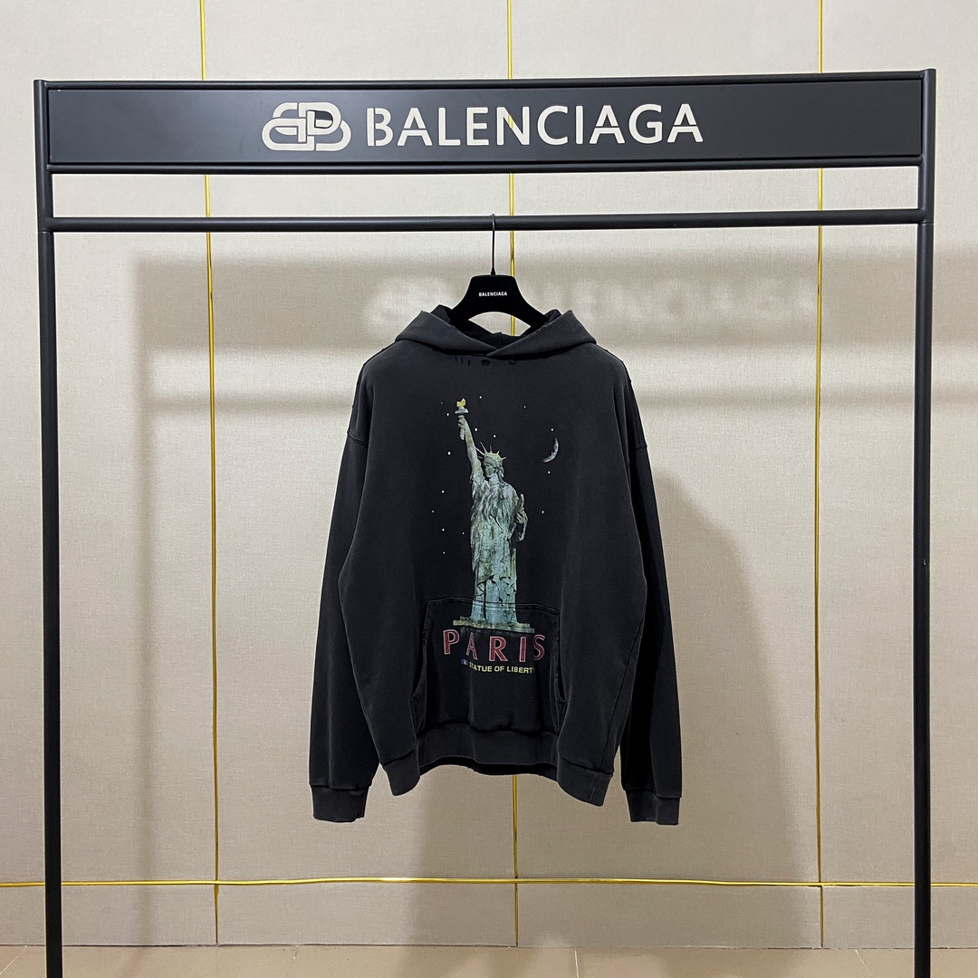 P160 Foto real Versión superior [BALENCIA*GA] Calidad oficial Nuevo estilo de París Sudadera con capucha de la serie Es…