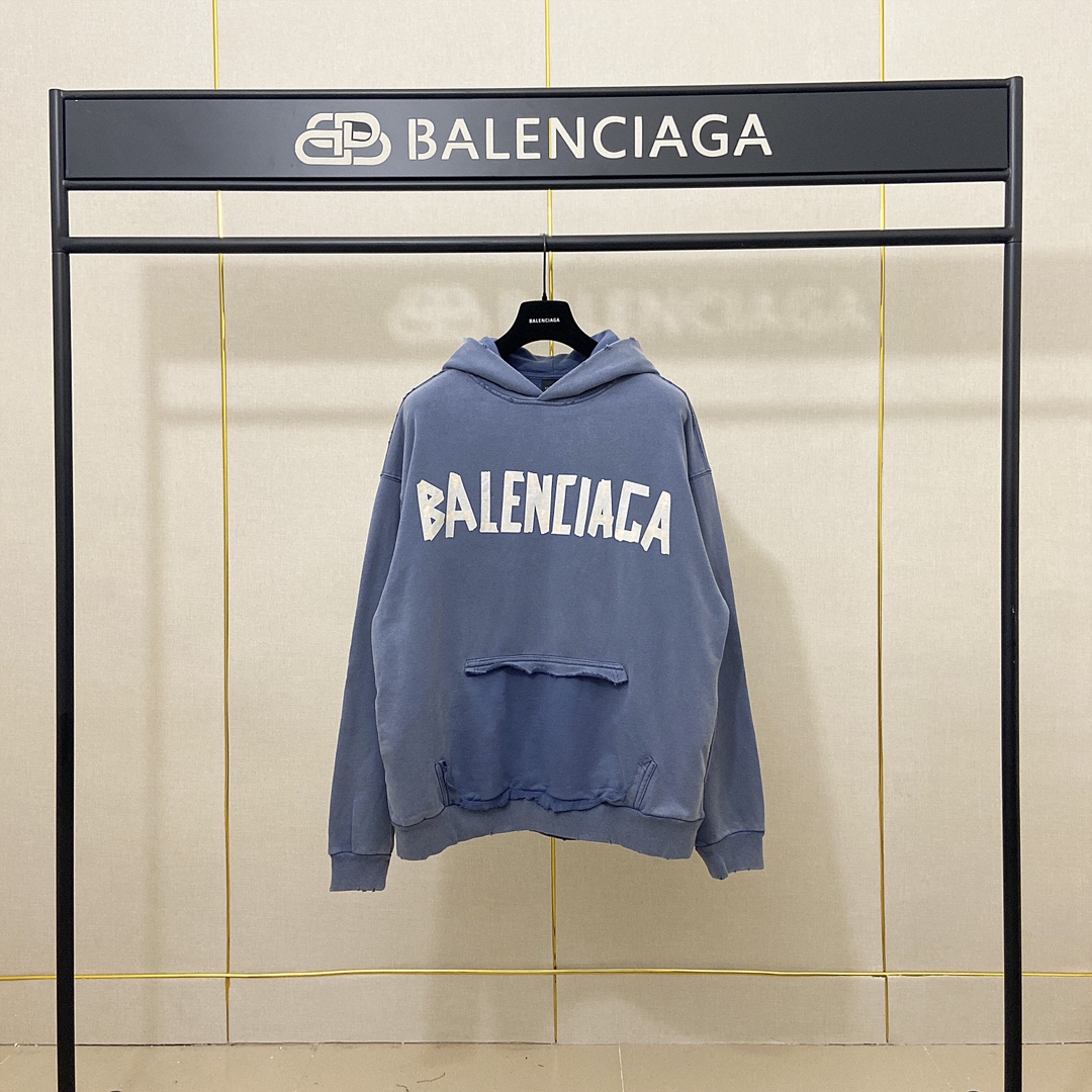 P160 foto real versión superior [BALENCIA*GA] calidad oficial nuevo estilo París serie cinta amarilla sudadera con capu…