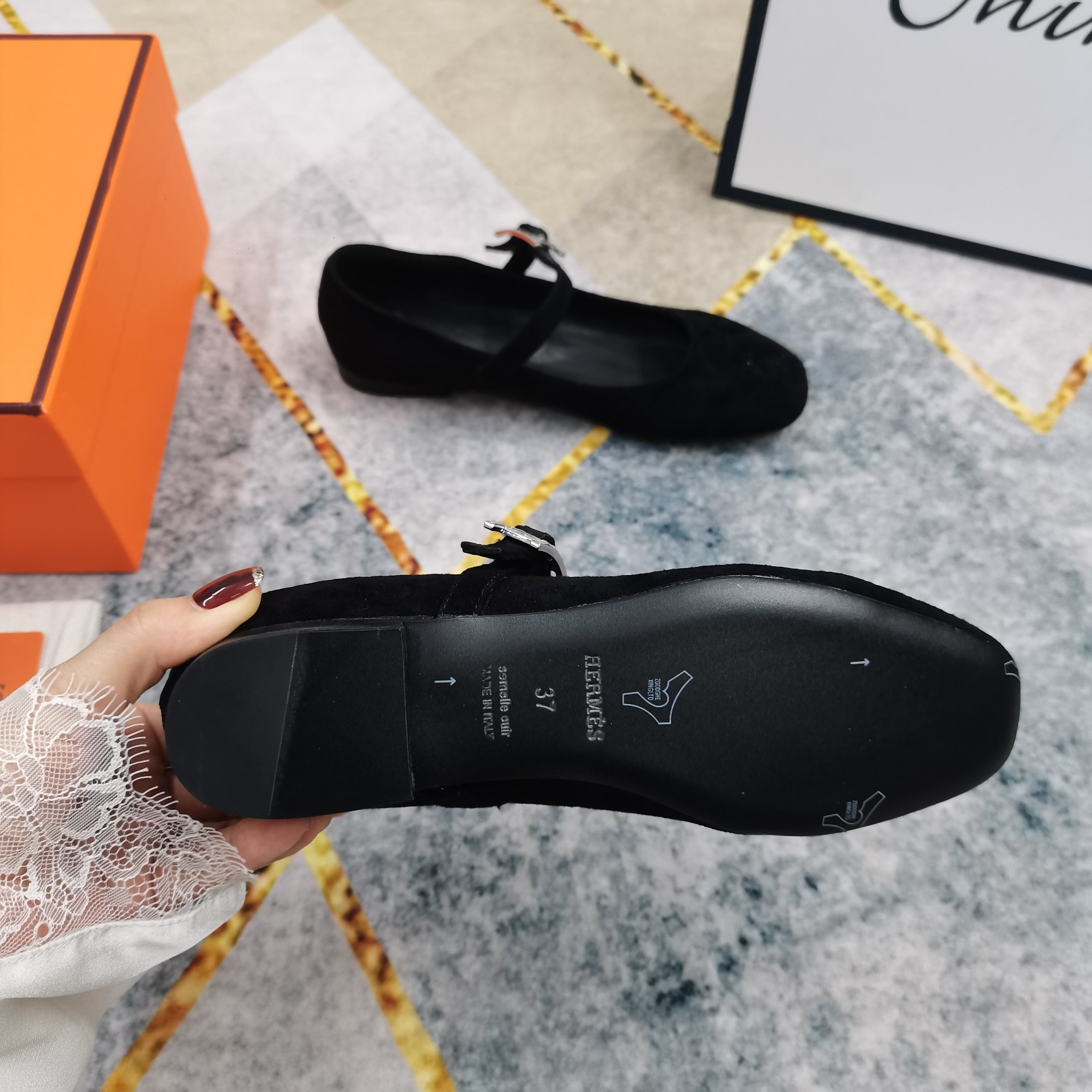 Hermes Mary Jane Ballet Flats - Comfortable Leather Shoes for Women 10 a1743509707940 0821