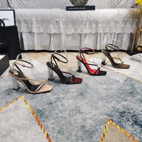 Yves Saint Laurent Women's Wine Glass Heel Sandals, Stylish Strappy Design 1 Yves Saint Laurent Women's Wine Glass Heel Sandals, Stylish Strappy Design