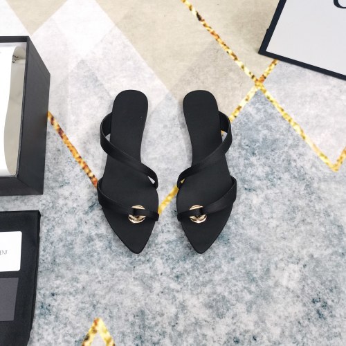 Elegant Yves Saint Laurent Black Flat Thong Sandals - Premium Silk & Leather