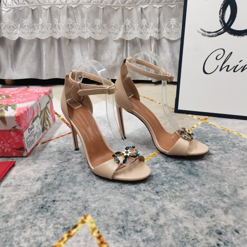 Dolce&Gabbana Leather Heeled Sandals with Crystal and Heart Buckle 1 Dolce&Gabbana Leather Heeled Sandals with Crystal and Heart Buckle