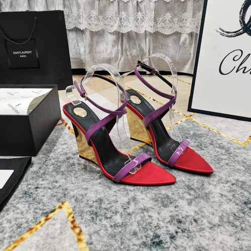 Yves Saint Laurent Women's Wedge Sandals, Genuine Leather, High Heel, Size 34-43
