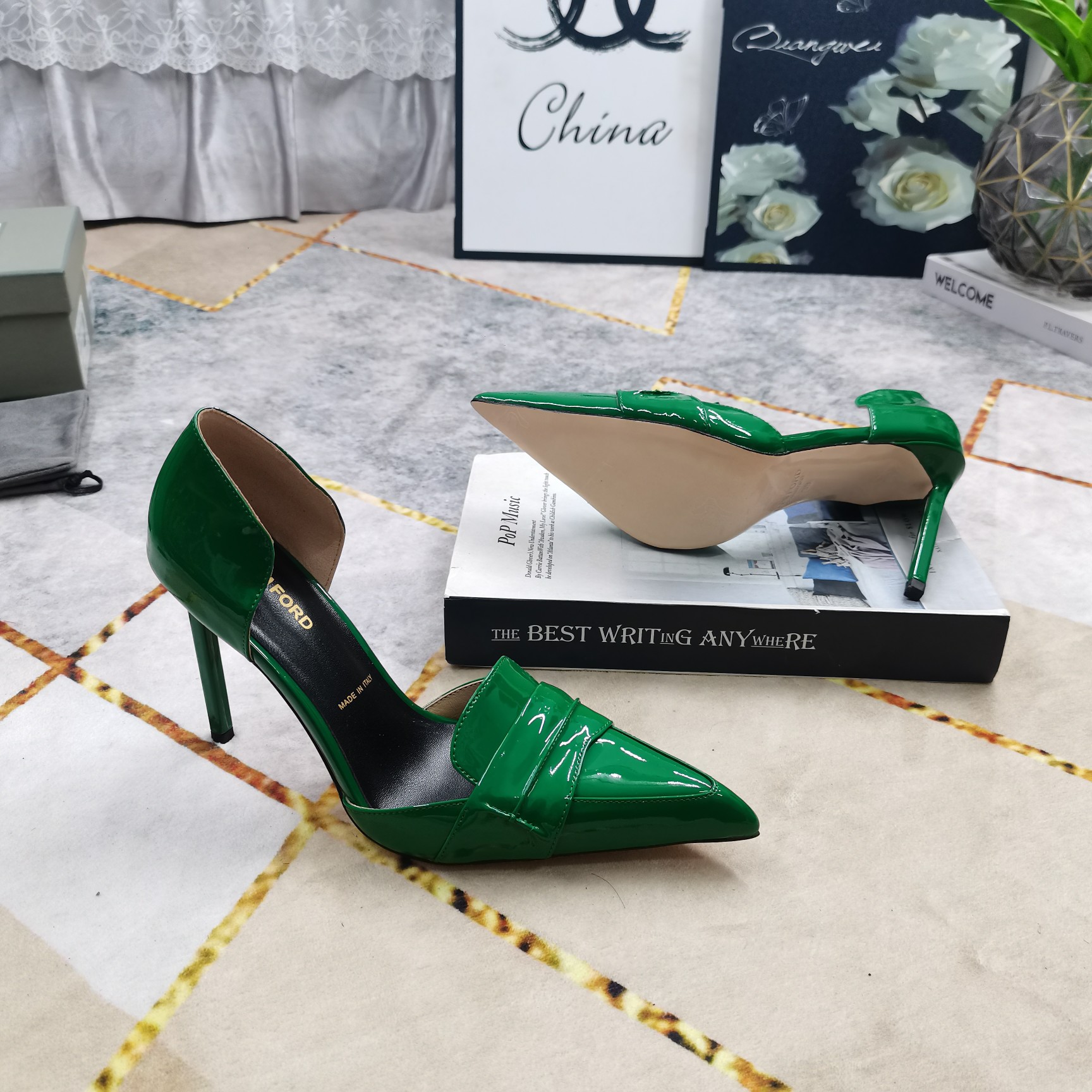 Tom Ford Green Pointed-Toe Pumps