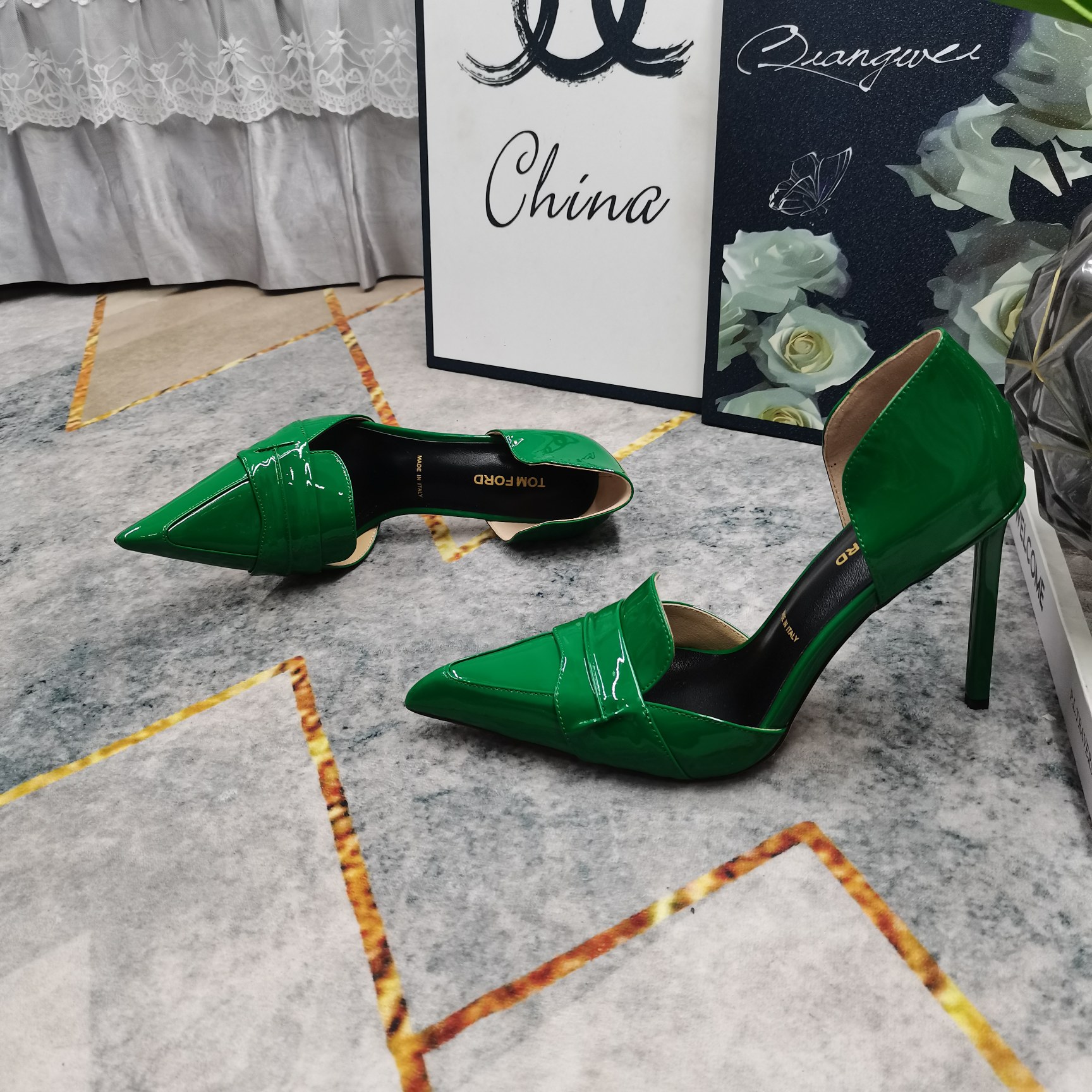 Tom Ford Green Pointed-Toe Pumps