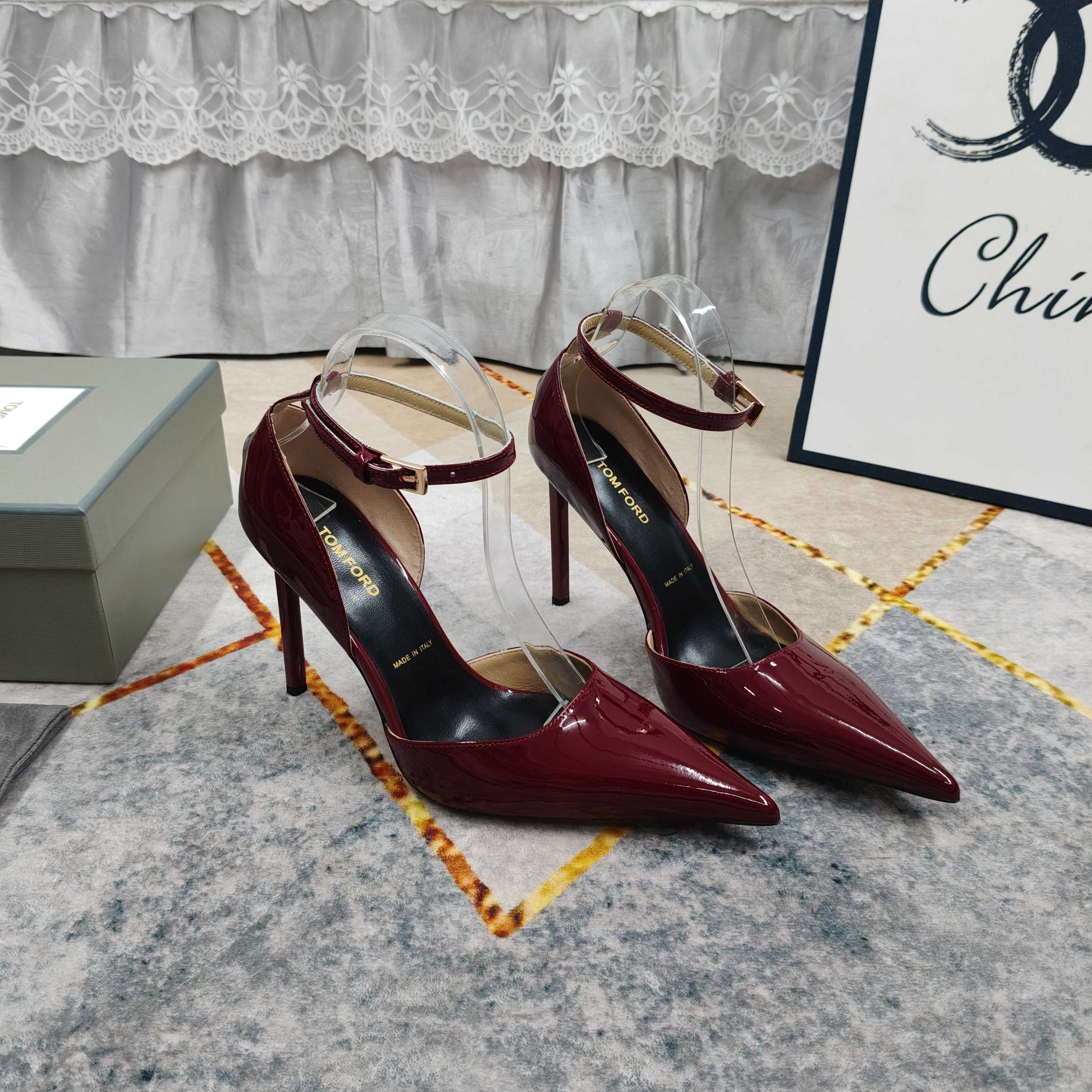 Tom Ford Burgundy Ankle Strap Pumps