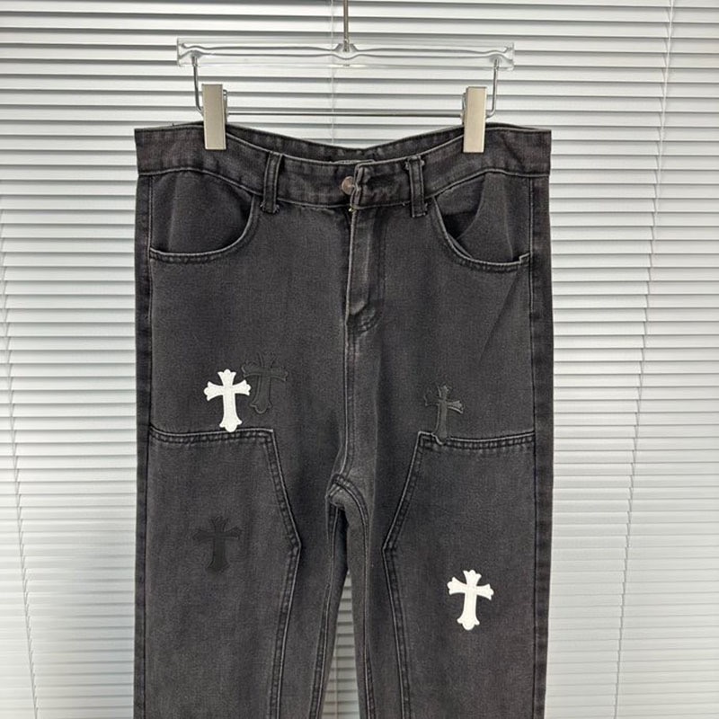 高版本Chrome Hearts 克罗心 贴皮十字牛仔裤