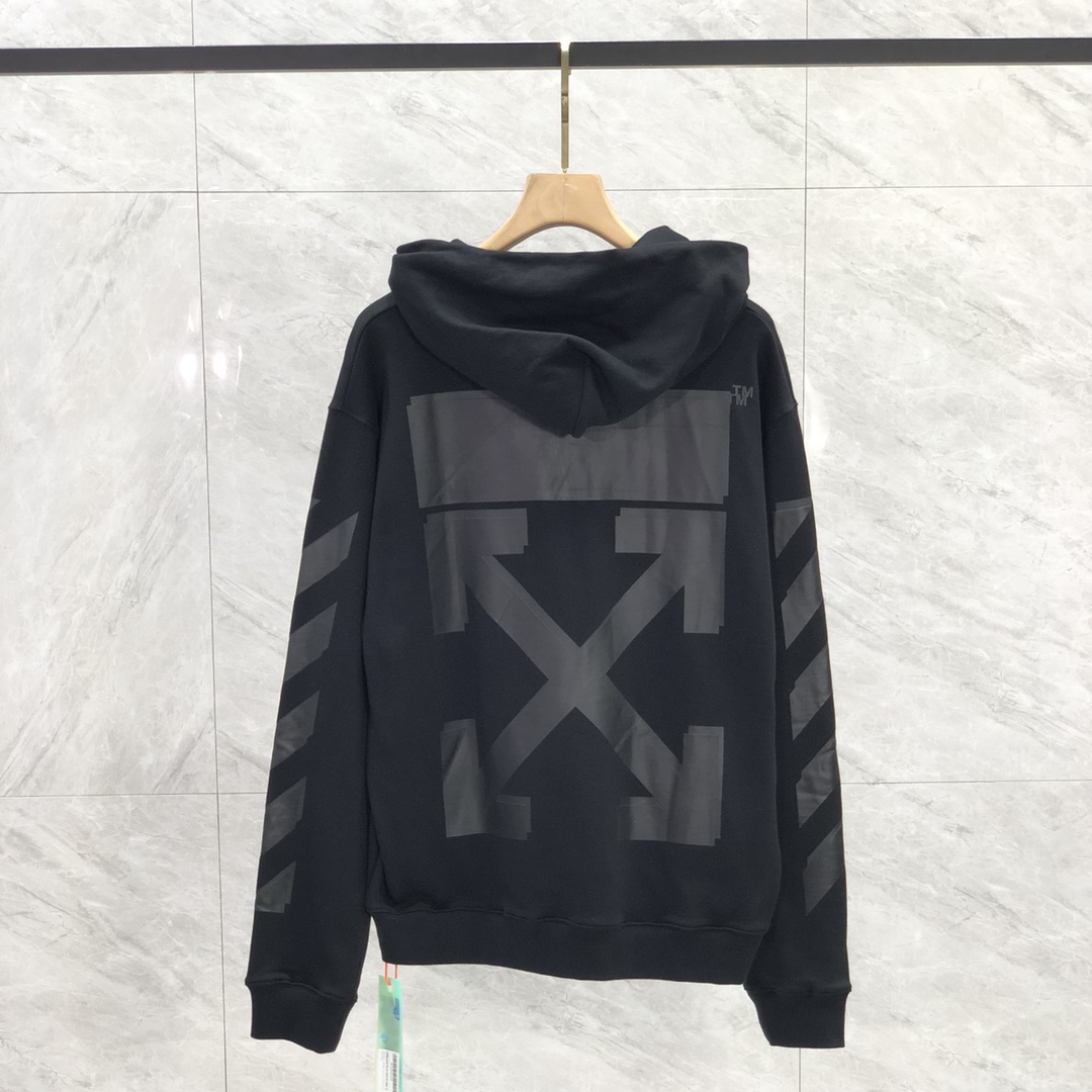 高版本OFF-WHITE C/O VIRGIL ABLOH 重叠箭头花臂印花连帽卫衣