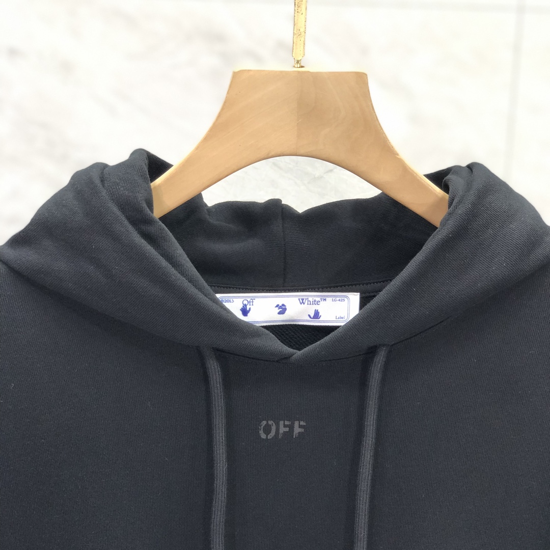 高版本OFF-WHITE C/O VIRGIL ABLOH 重叠箭头花臂印花连帽卫衣