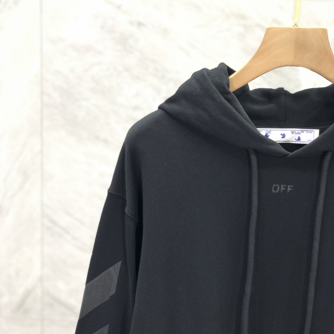 高版本OFF-WHITE C/O VIRGIL ABLOH 重叠箭头花臂印花连帽卫衣