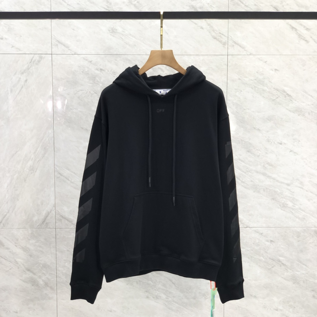 高版本OFF-WHITE C/O VIRGIL ABLOH 重叠箭头花臂印花连帽卫衣