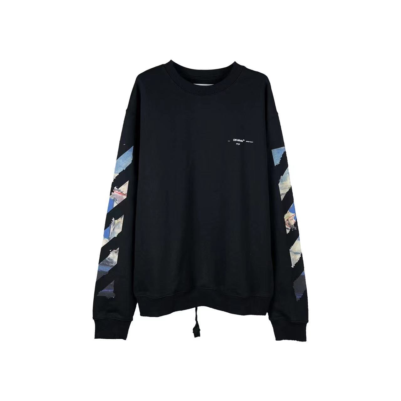 高版本OFF-WHITE C/O VIRGIL ABLOH 19ss莫奈油画箭头印花圆领卫衣
