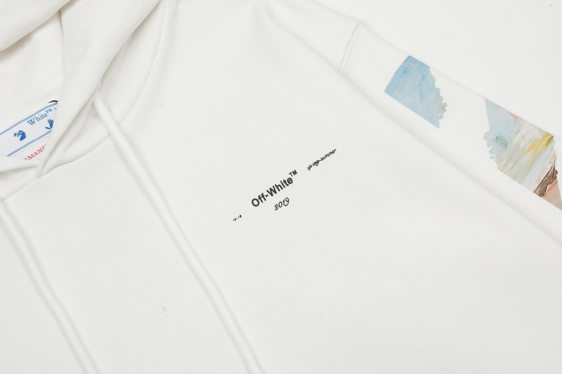 高版本OFF-WHITE C/O VIRGIL ABLOH 19ss莫奈油画箭头印花连帽卫衣