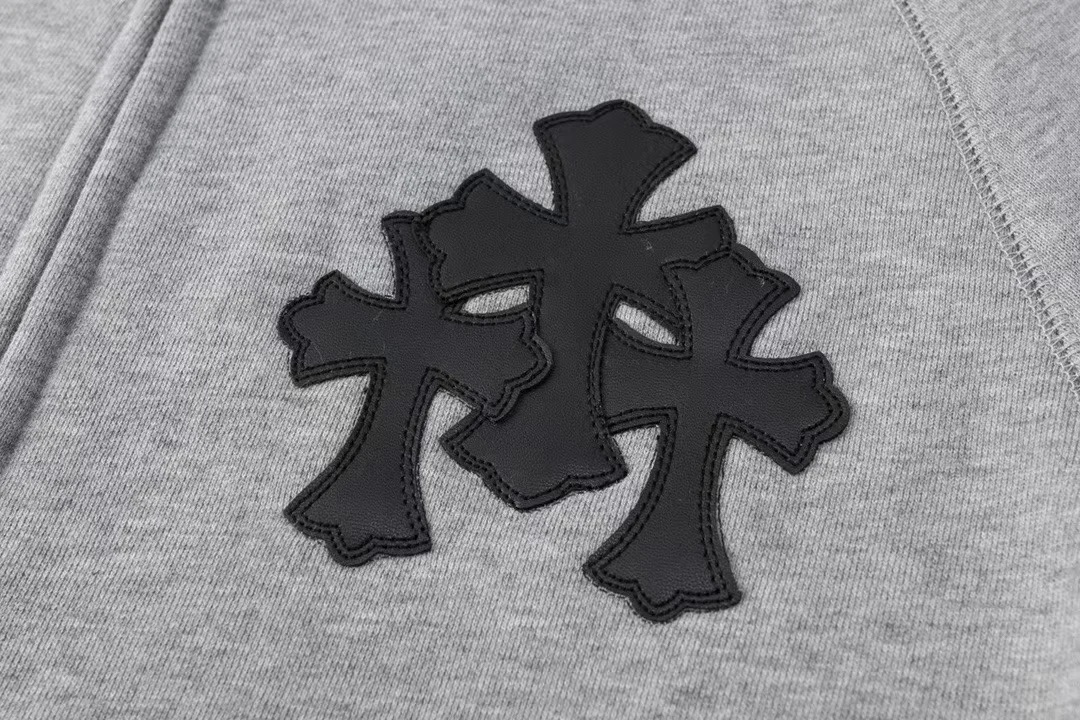 高版本Chrome Hearts 克罗心 皮标十字开衫连帽外套