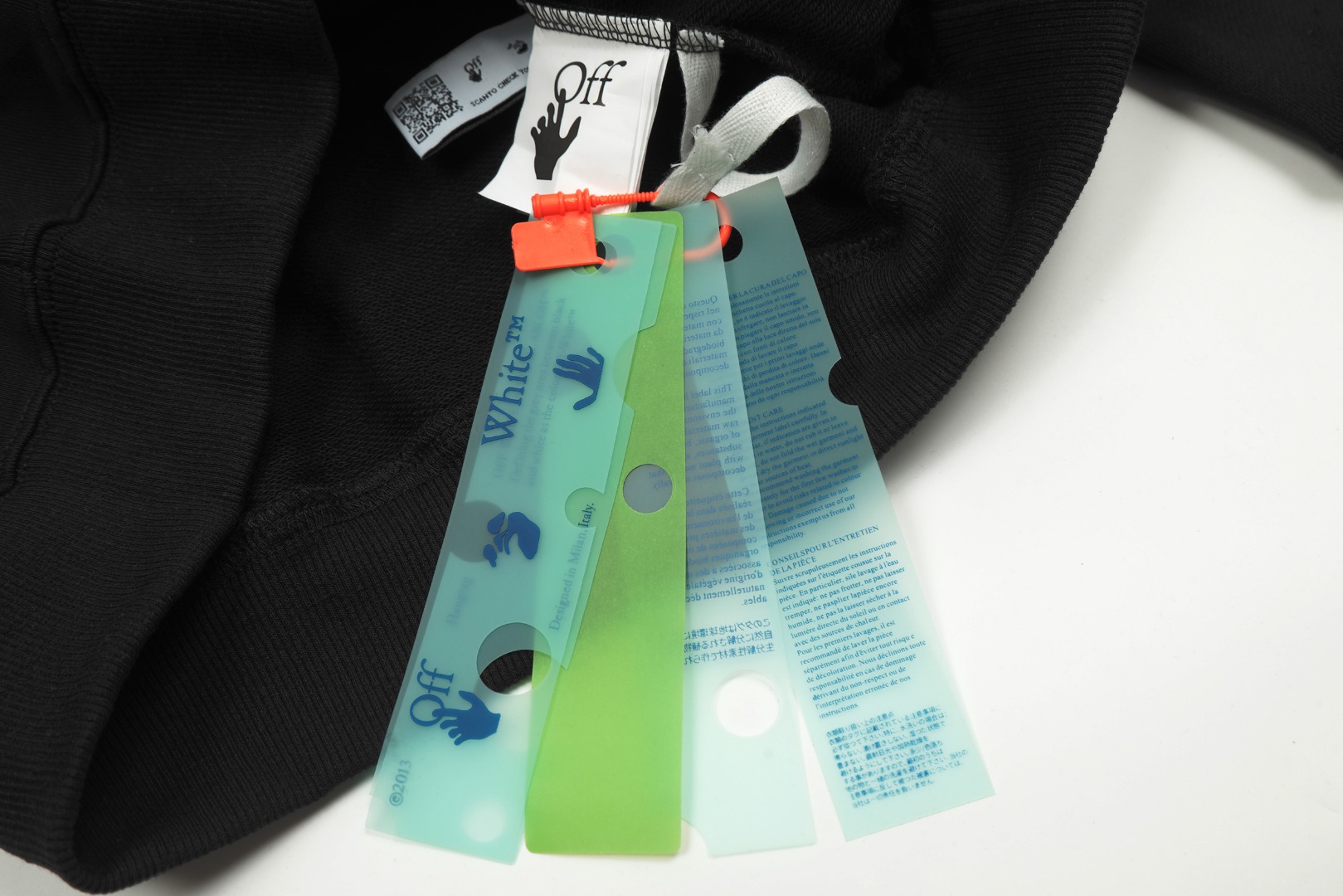 高版本OFF-WHITE C/O VIRGIL ABLOH 口红色刷漆箭头印花连帽卫衣