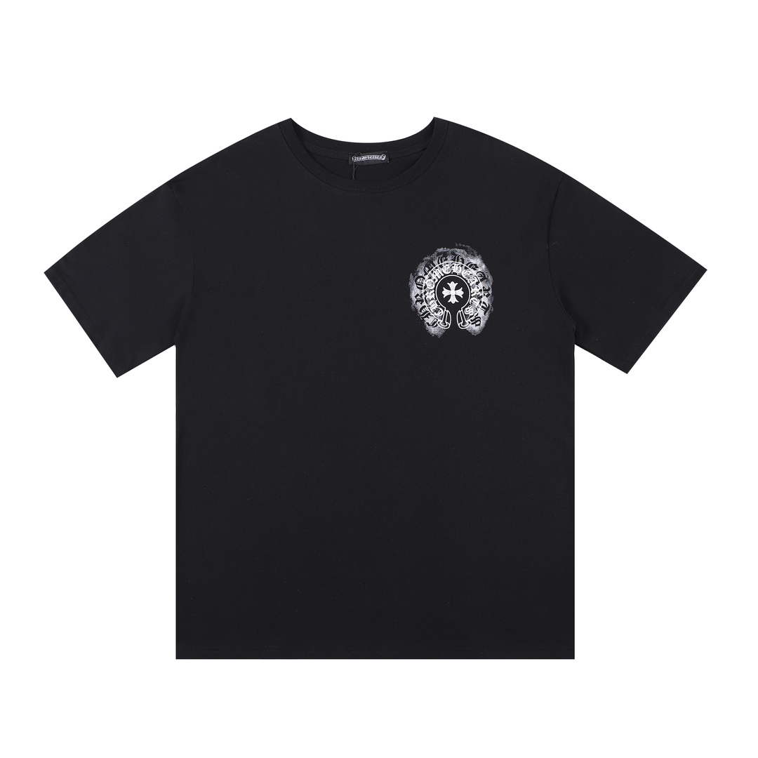 高版本Chrome Hearts 克罗心 模糊重影马蹄发泡印花短袖