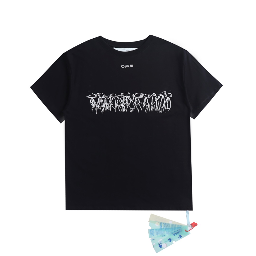 高版本OFF-WHITE 卡通渐变箭头印花短袖T恤