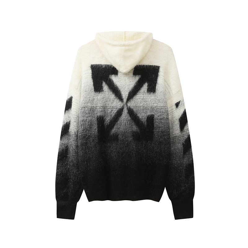 高版本OFF-WHITE 渐变箭头针织开衫毛衣外套