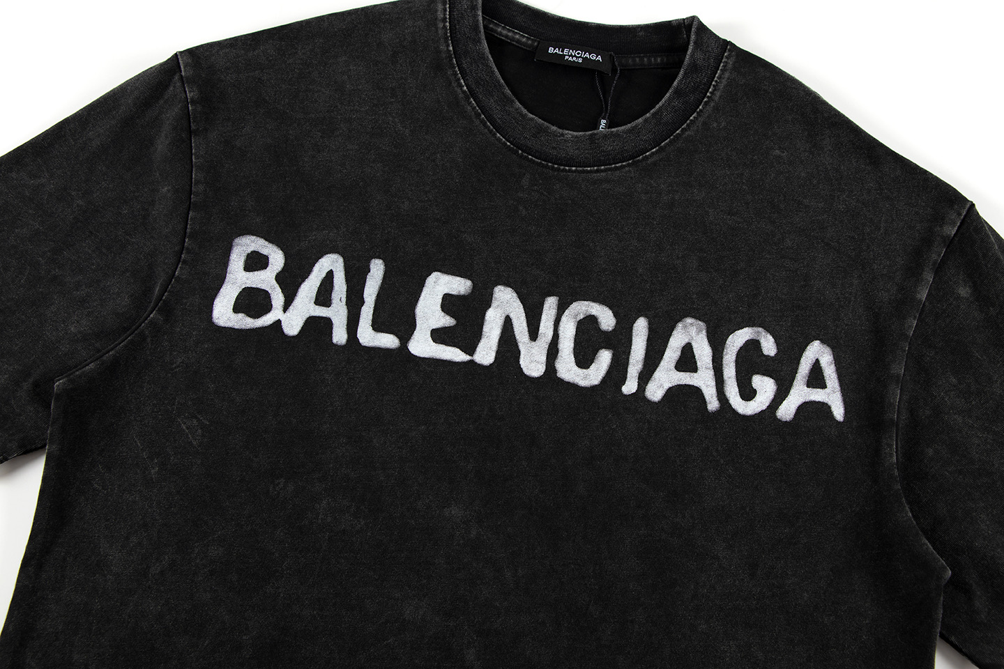 高版本BALENCIGA巴黎世家 字母印花水洗做旧短袖