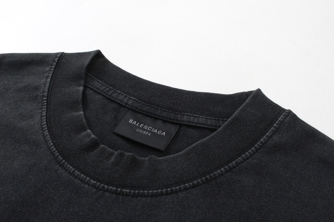 高版本BALENCIAGA/巴黎世家 巴黎铁塔印花水洗做旧短袖T恤