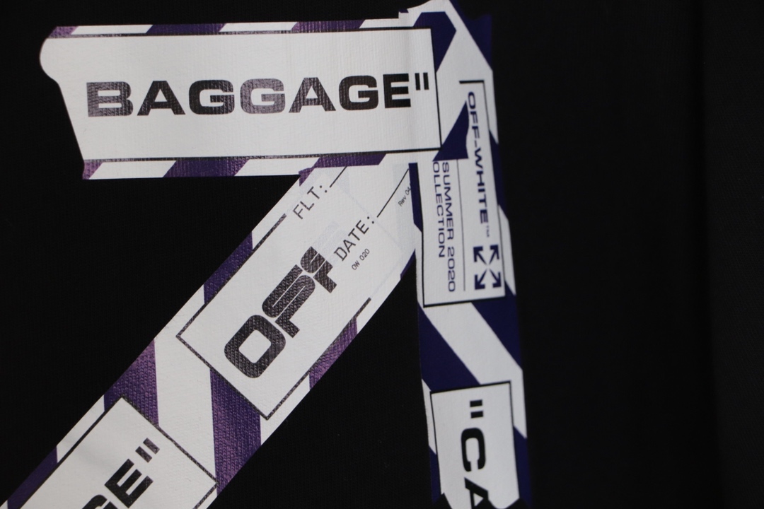 高版本OFF-WHITE 20ss 机场胶带警戒线箭头短袖T恤