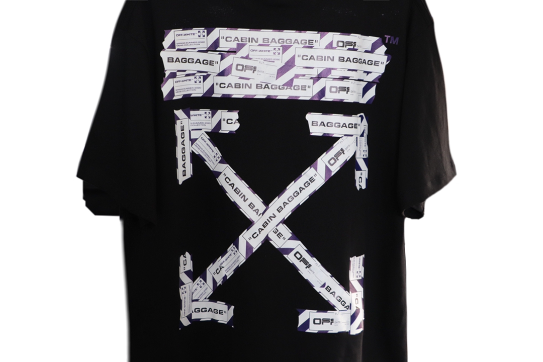 高版本OFF-WHITE 20ss 机场胶带警戒线箭头短袖T恤