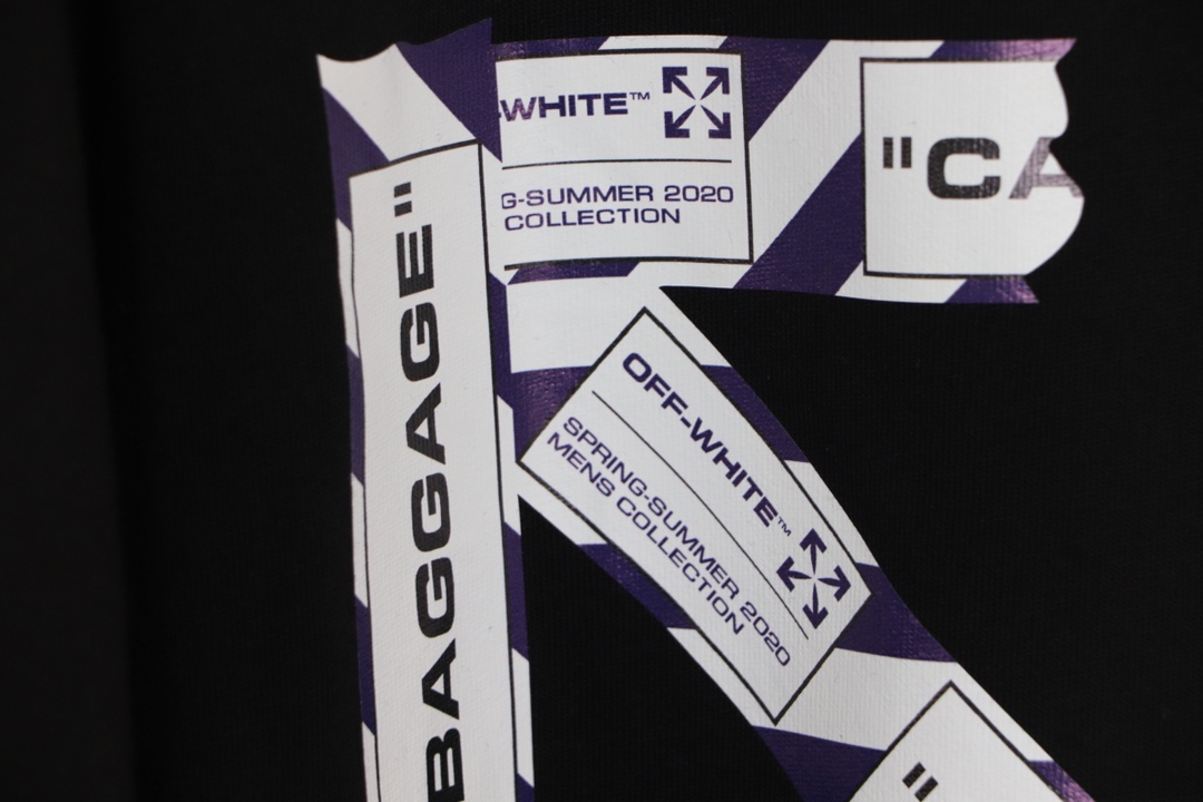 高版本OFF-WHITE 20ss 机场胶带警戒线箭头短袖T恤