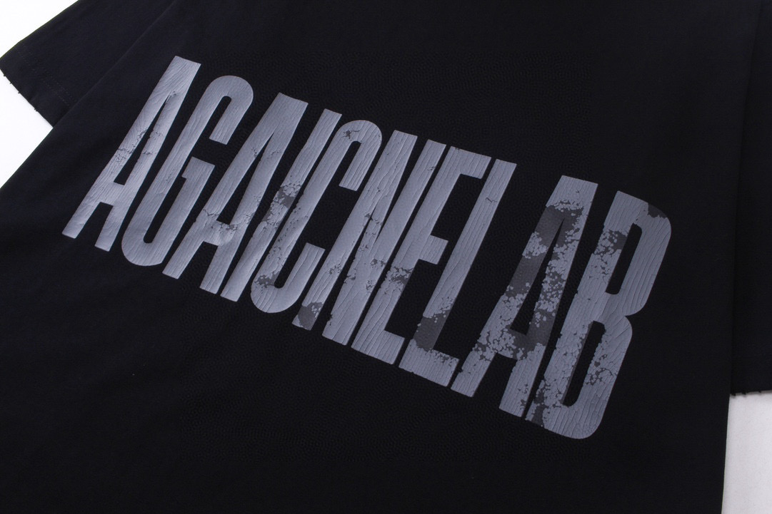 高版本BALENCIAGA/巴黎世家 做旧龟裂反字母印花短袖T恤