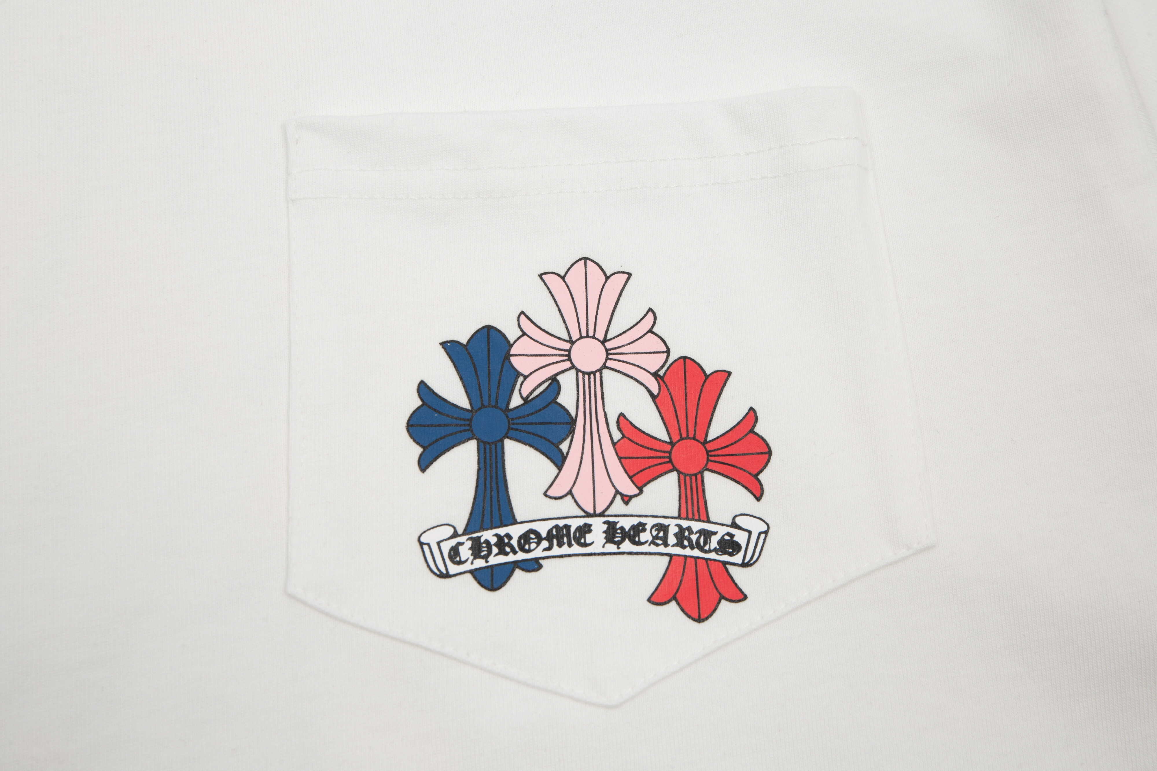 高版本Chrome Hearts 克罗心多彩重叠十字印花短袖