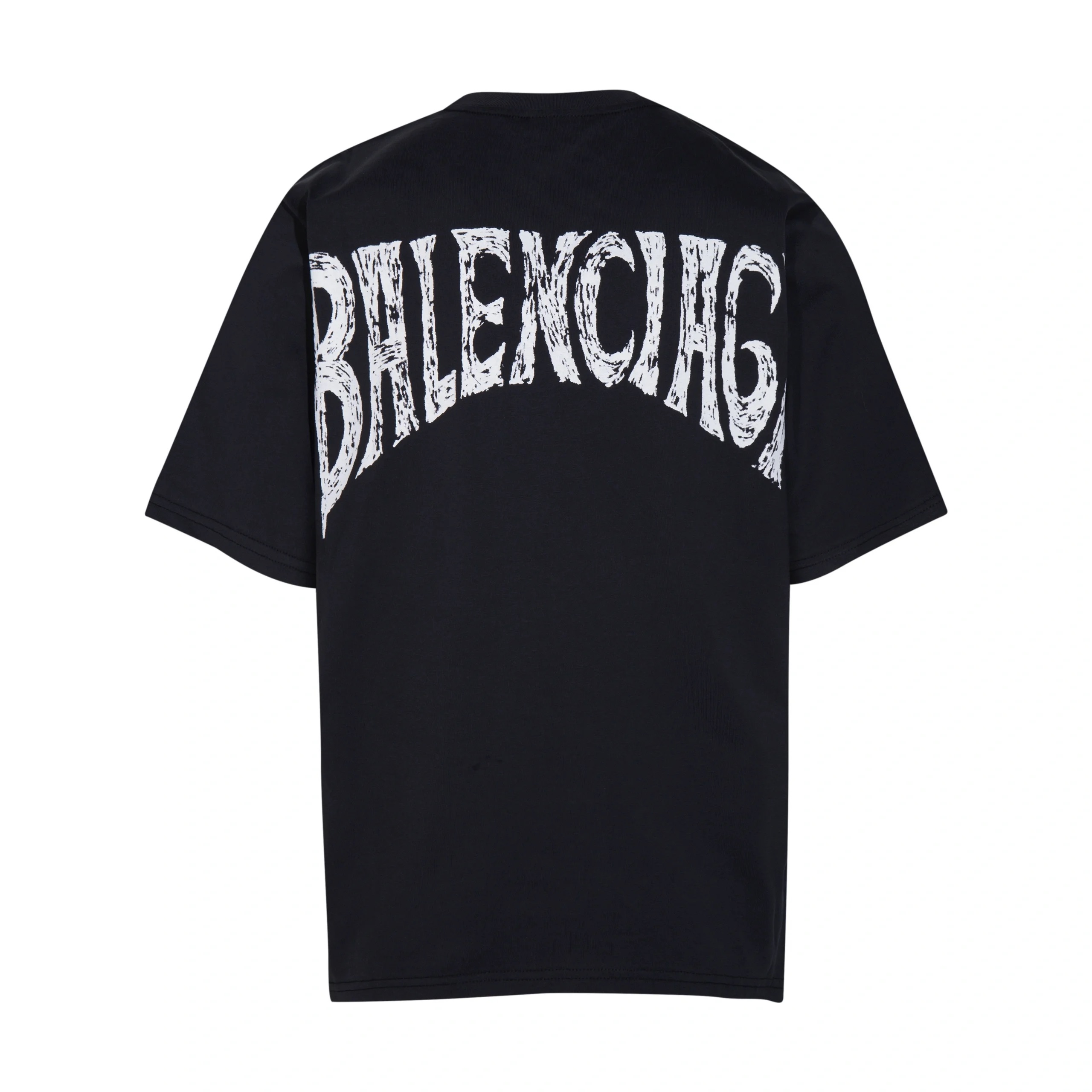 高版本BALENCIAGA/巴黎世家 落日铁塔印花短袖T恤 胸前做旧涂鸦