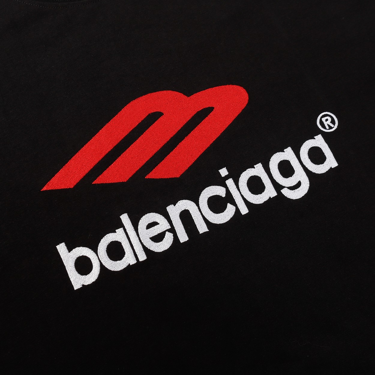 高版本BALENCIAGA/巴黎世家 logo字母刺绣短袖T恤 前后手臂均刺绣