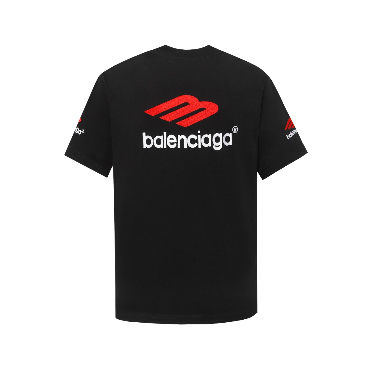 高版本BALENCIAGA/巴黎世家 logo字母刺绣短袖T恤 前后手臂均刺绣