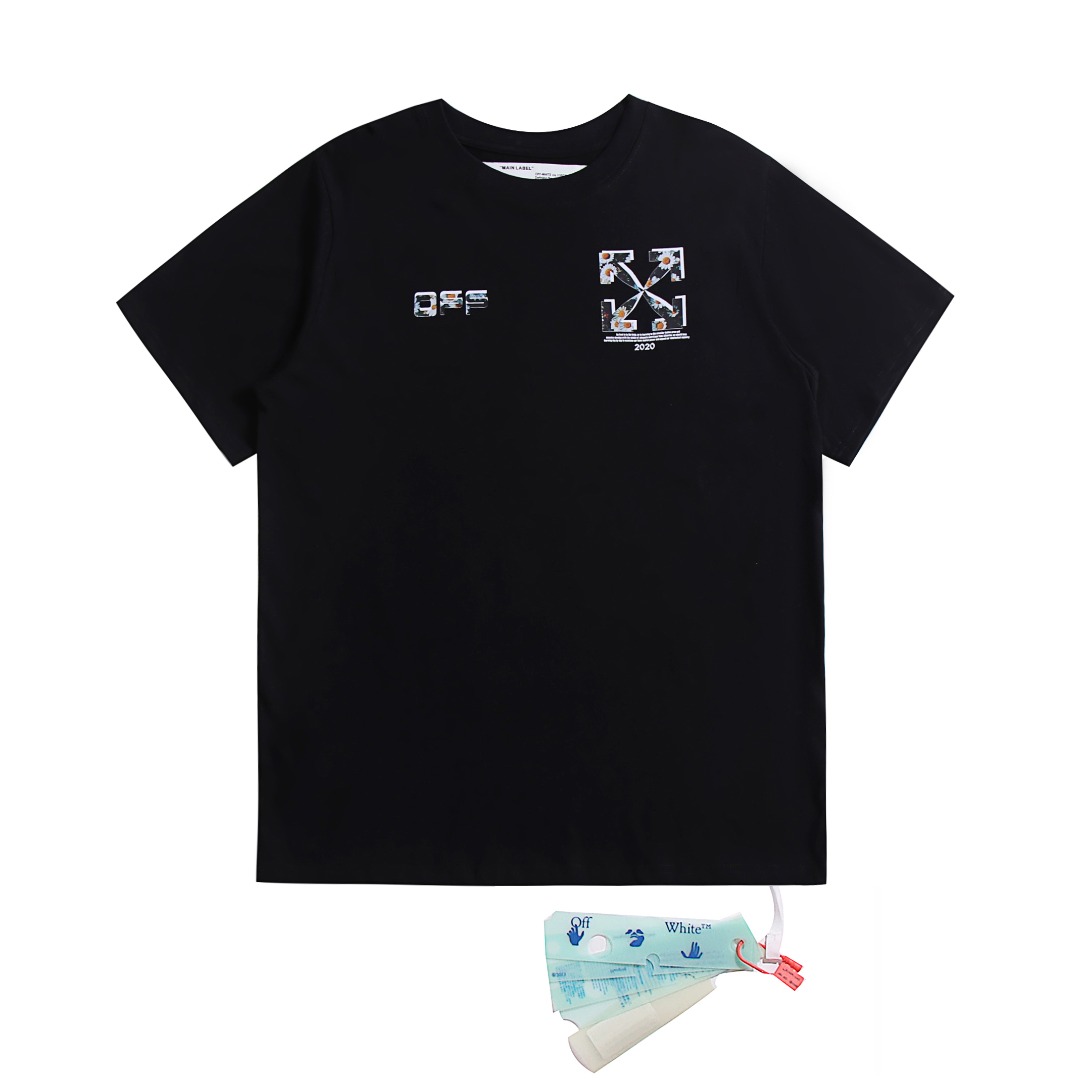高版本OFF-WHITE 雏菊箭头印花圆领短袖T恤
