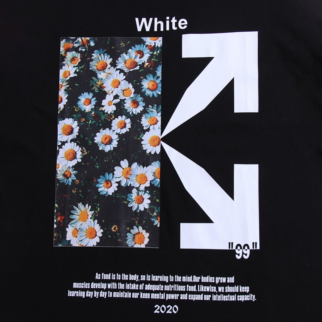 高版本OFF-WHITE 雏菊箭头印花圆领短袖T恤