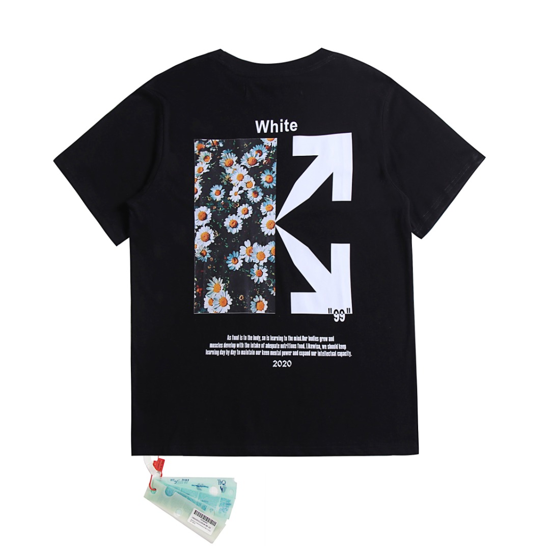 高版本OFF-WHITE 雏菊箭头印花圆领短袖T恤