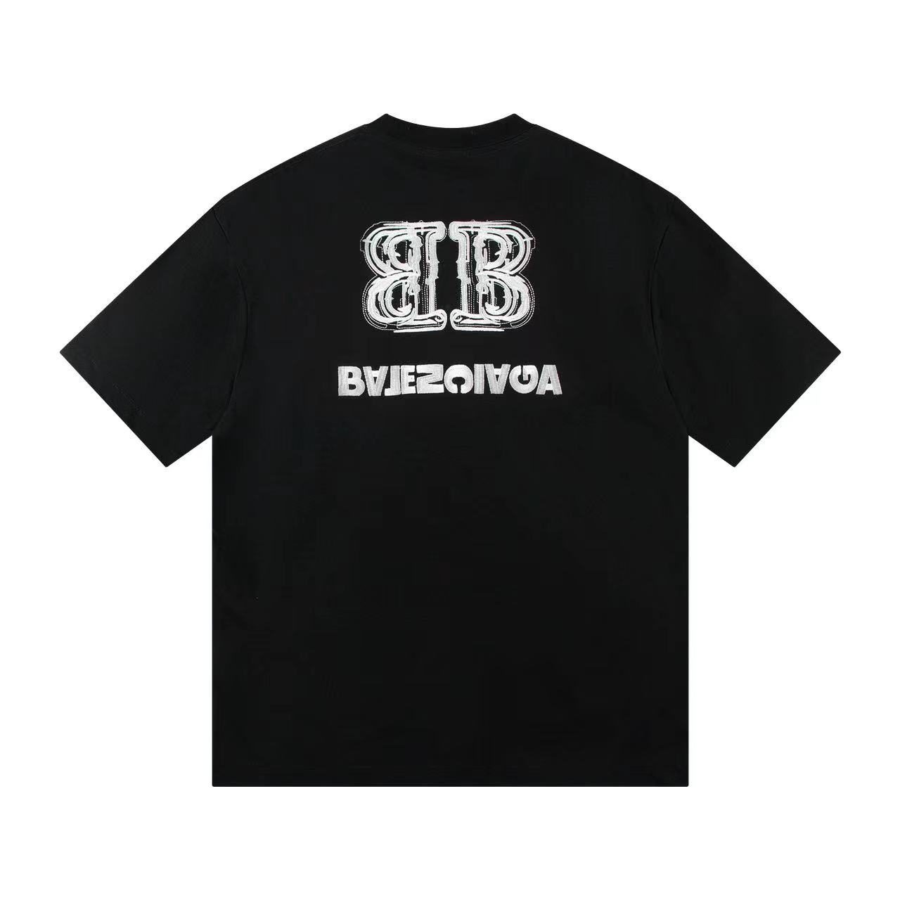 高版本BALENCIAGA/巴黎世家 反字母刺绣短袖T恤 前后均刺绣