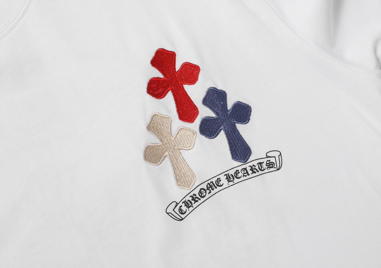 高版本Chrome Hearts克罗心 刺绣十字马蹄印花短袖