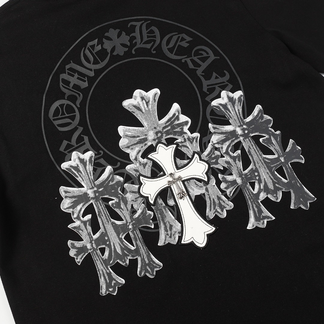 高版本Chrome Hearts克罗心 马蹄十字刺绣皮标短袖